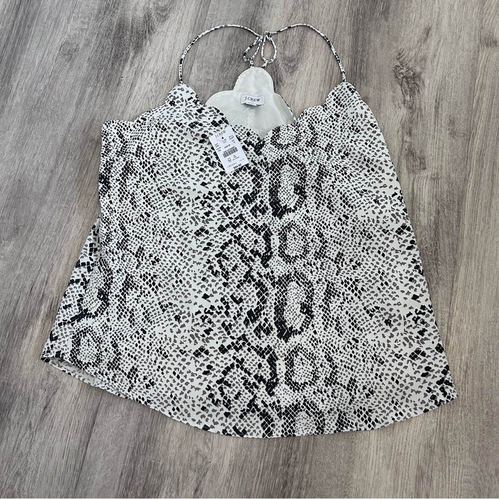 J Crew Snakeskin scalloped cami top Womens Size 10 NEW WITH TAGS
